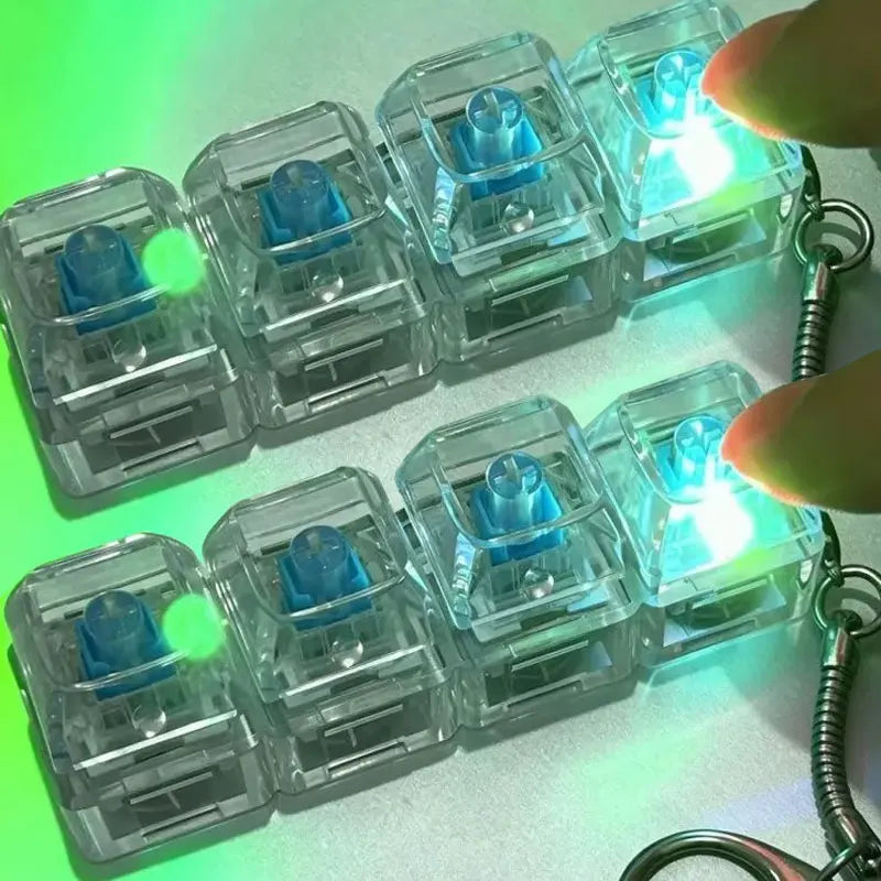 Illuminate Your Day with the Keyboard Toy Keychain: Mechanical Clicker with LED Lights for Stress Relief and Fun!