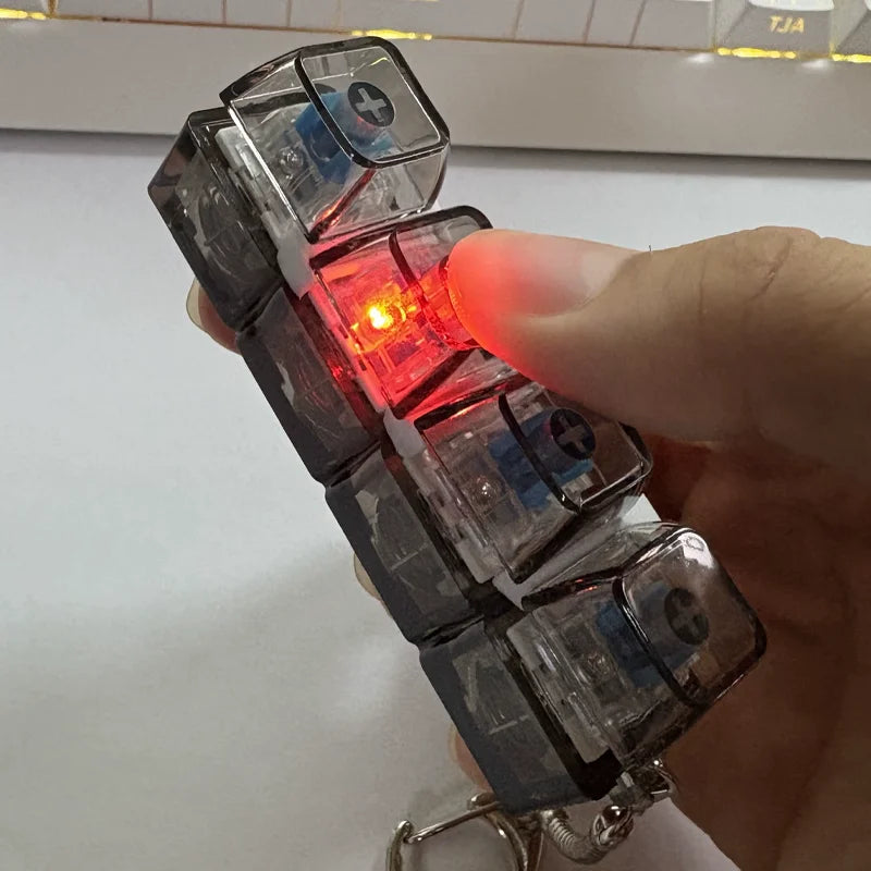 Illuminate Your Day with the Keyboard Toy Keychain: Mechanical Clicker with LED Lights for Stress Relief and Fun!
