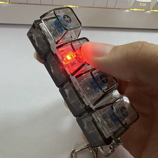 Illuminate Your Day with the Keyboard Toy Keychain: Mechanical Clicker with LED Lights for Stress Relief and Fun!