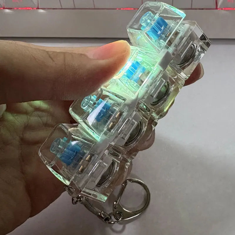 Illuminate Your Day with the Keyboard Toy Keychain: Mechanical Clicker with LED Lights for Stress Relief and Fun!